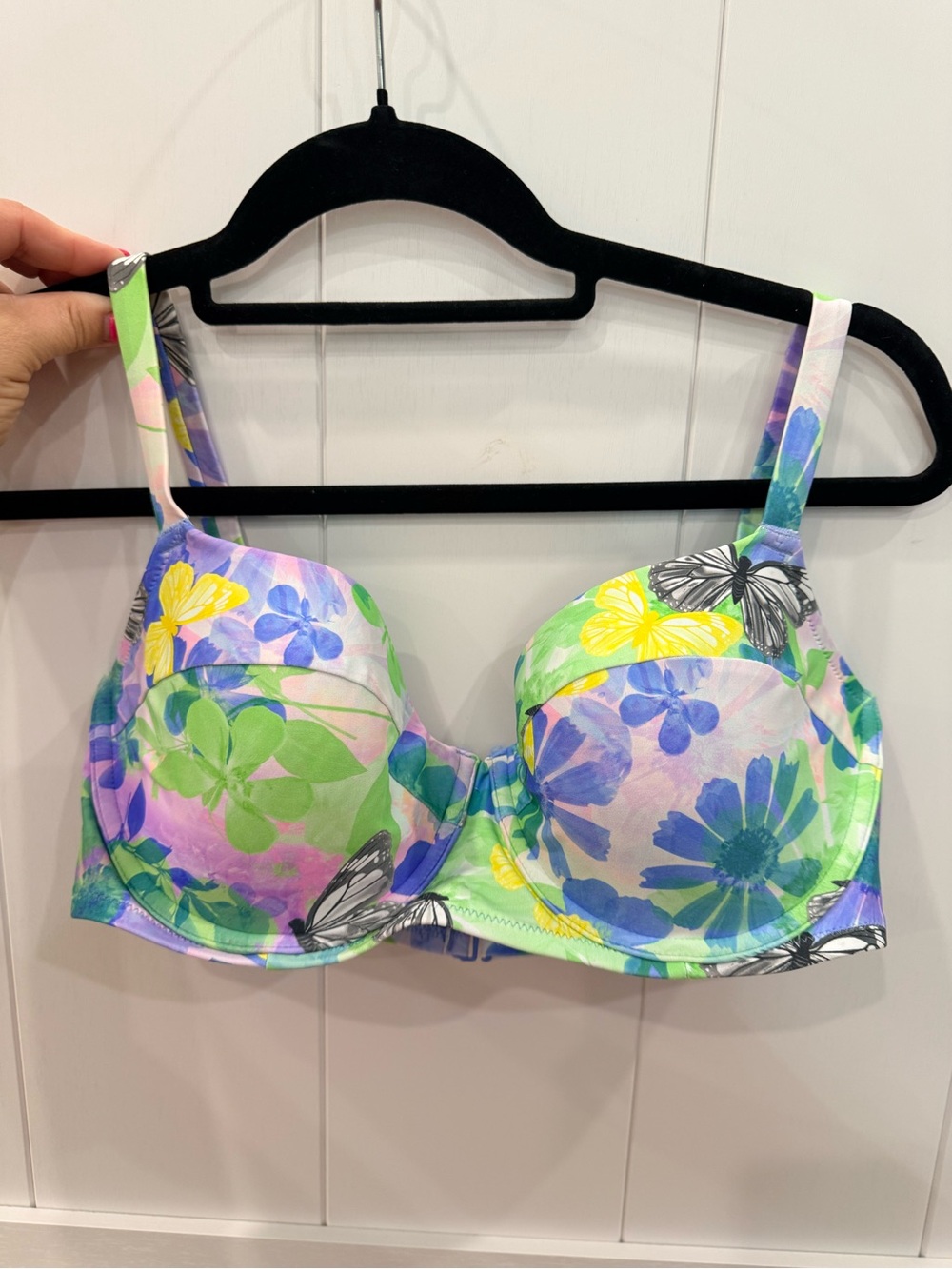 aerie Floral Butterfly Underwire Bikini Top - Green Multi 36D NWT